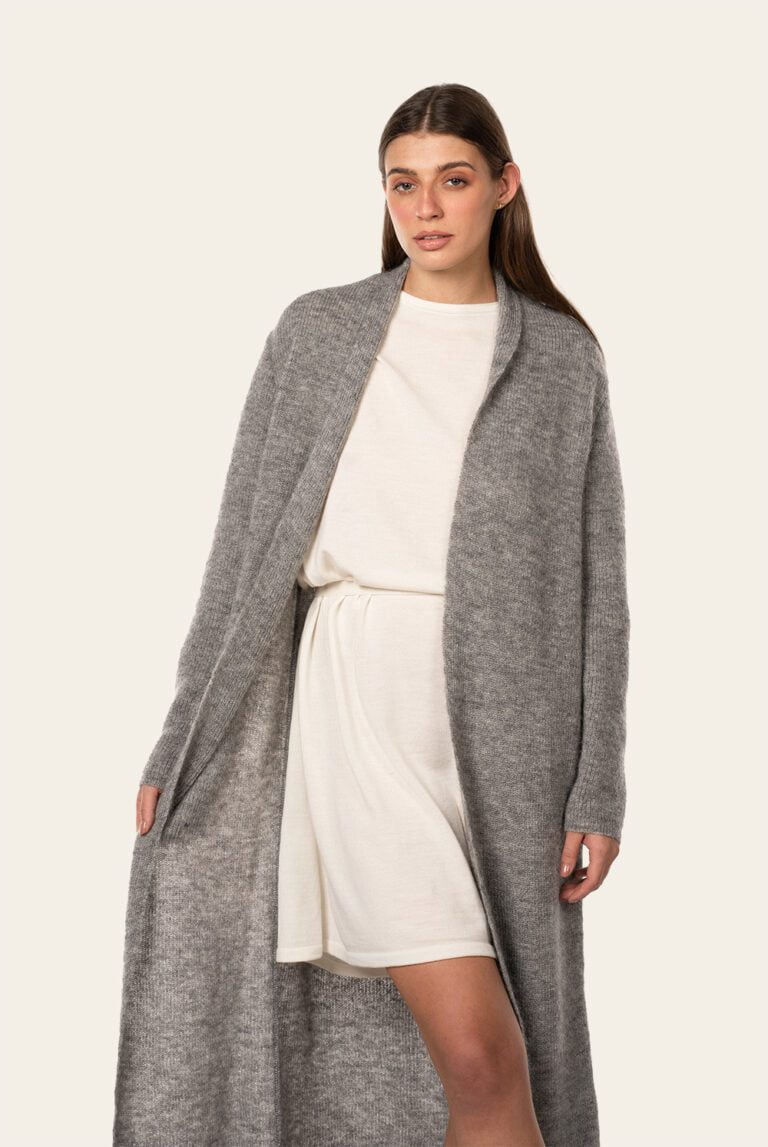 Luxuriously long gray cardigan