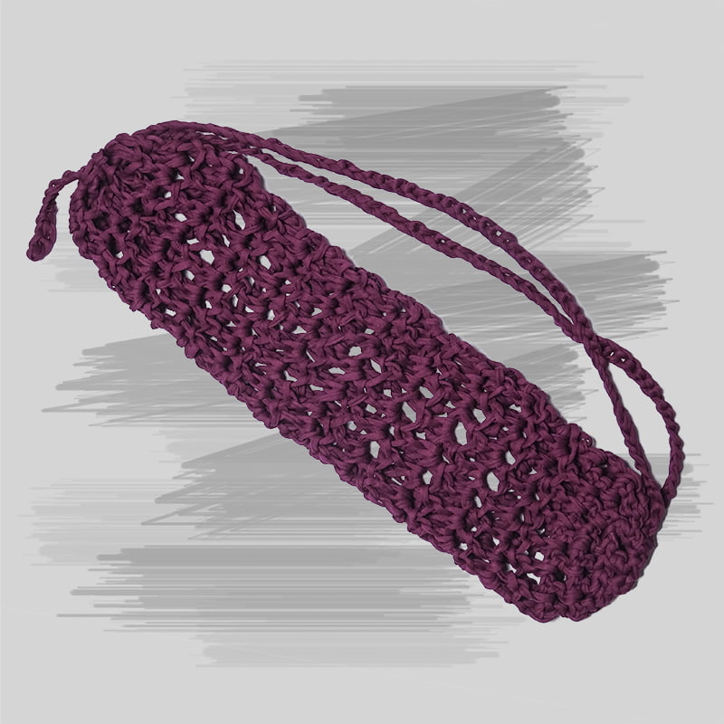 Purple knitted yoga matt bag