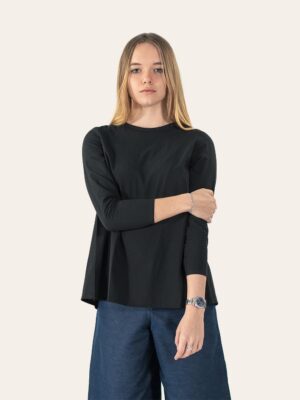 Organic cotton shirt with wide denim trousers